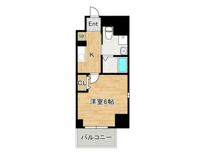 LIVE CASA田辺(1K/6階)の間取り写真