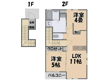 ビスタ清和(2LDK/2階)の間取り写真