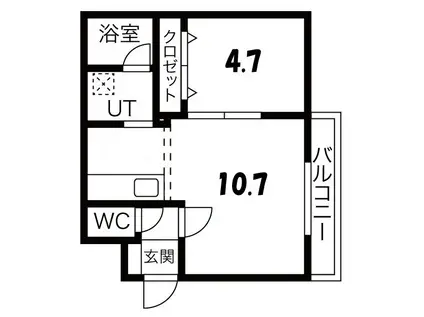 SERENO VERDE(1LDK/1階)の間取り写真