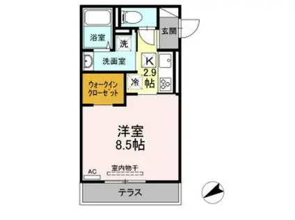 シグネイチャー武蔵中原アネックス(1K/1階)の間取り写真