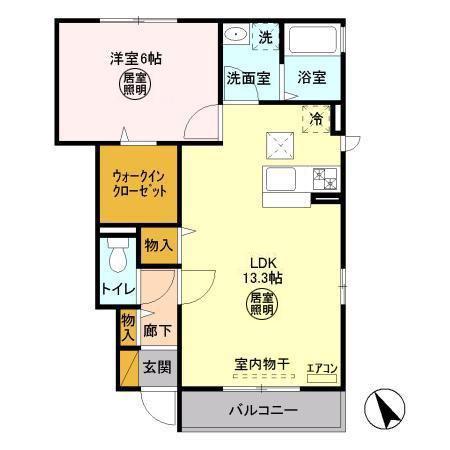 ゼルコーバB(1LDK/1階)の間取り写真