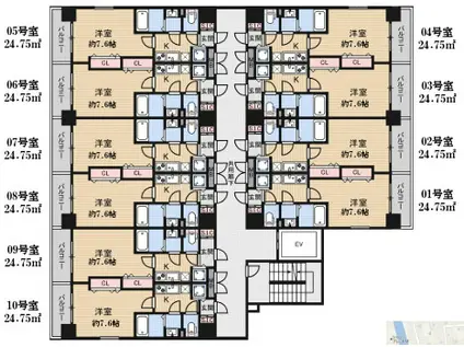 LUXE玉造II(1K/13階)の間取り写真