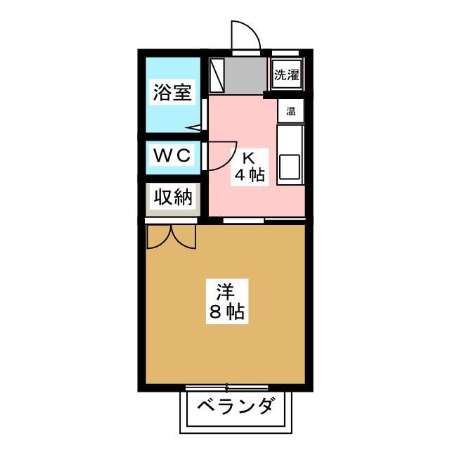 プリオールU(1K/2階)の間取り写真