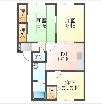 ハイツオアシス(3DK/2階)の間取り写真