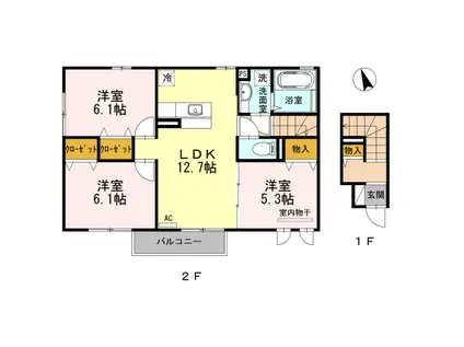 ラ ルーチェ(3LDK/2階)の間取り写真