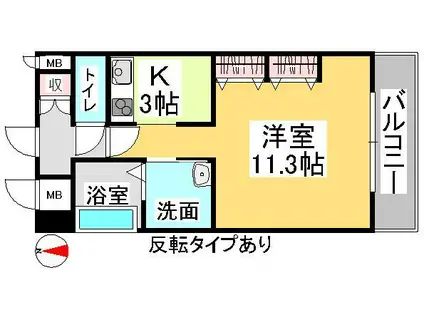 クレストシティ中井町(1K/7階)の間取り写真