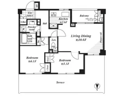 ジェイパーク目黒III(2LDK/2階)の間取り写真