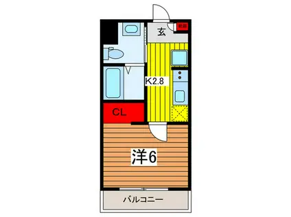 リベルテ東浦和(1K/3階)の間取り写真