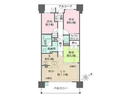 ザ・パークハウス阿倍野三明町(3LDK/9階)の間取り写真