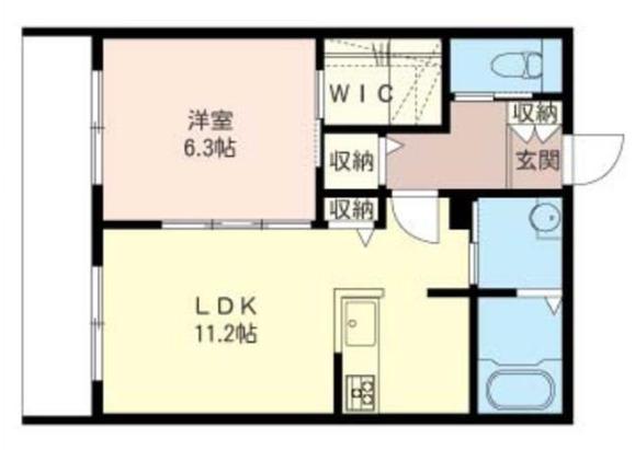 ブルームーン(1LDK/1階)の間取り写真