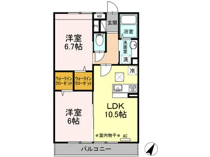 アルカンジュ(2LDK/1階)の間取り写真