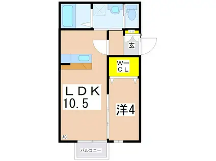 HAKU II(1LDK/2階)の間取り写真