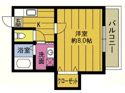 R60番館(1K/2階)の間取り写真