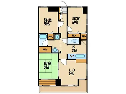 アクアマリン希望ケ丘A棟(3LDK/5階)の間取り写真