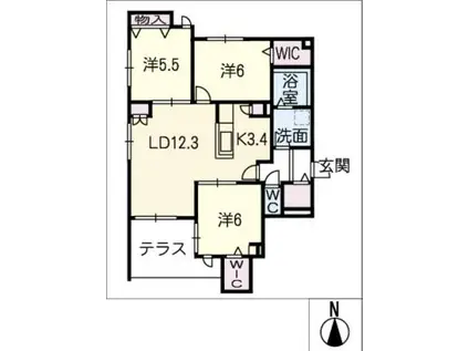 GRAND ESPOIR桜山(3LDK/1階)の間取り写真
