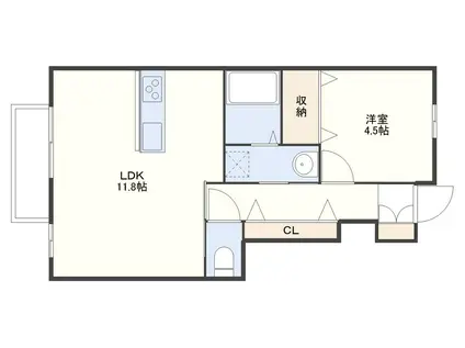 IKD B(1LDK/1階)の間取り写真