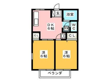 ファミール97 II(2DK/1階)の間取り写真