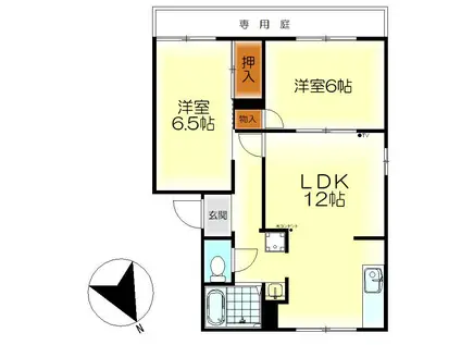 本庄ハイツ 本庄レジデンスI(2LDK/1階)の間取り写真