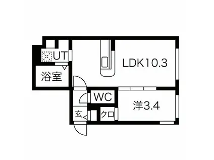 リーサ小樽(1LDK/3階)の間取り写真