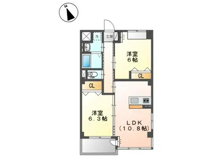 サンパレスVIII(2LDK/3階)の間取り写真