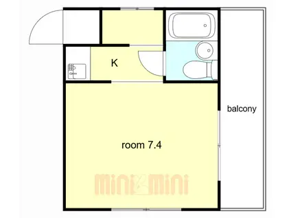 ソラットすまでら(1K/2階)の間取り写真