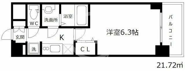 プレサンス大阪城公園ネクサス(1K/6階)の間取り写真