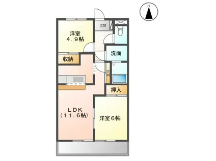 エンジェルウイング(2LDK/1階)の間取り写真