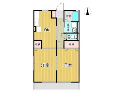 ハイムK(2DK/2階)の間取り写真