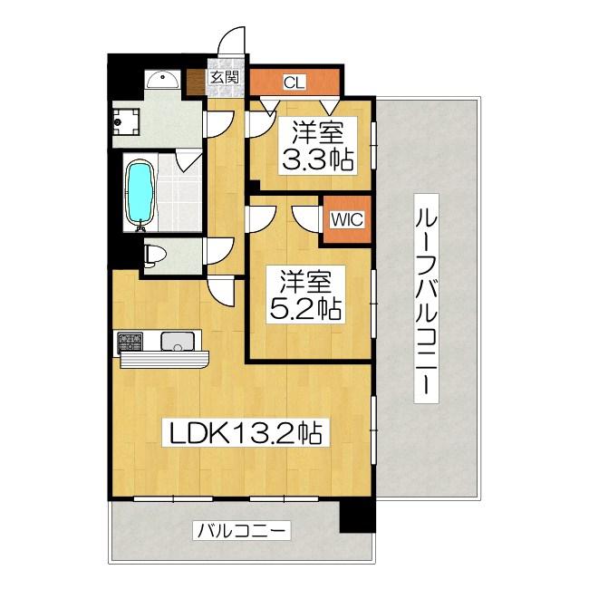アスヴェル京都西大路サウス(2LDK/6階)の間取り写真