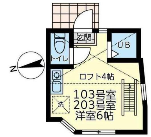 ユナイト田浦キャンドラー(ワンルーム/2階)の間取り写真