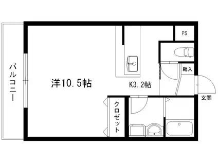 グランストーク篠ヶ瀬(1K/2階)の間取り写真