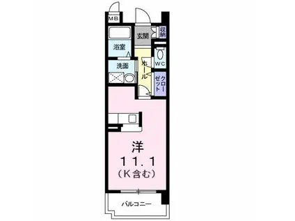 サウスヒルズ緑B(ワンルーム/2階)の間取り写真