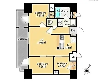 MODERN PALAZZO天神南Ⅱ(3LDK/12階)の間取り写真