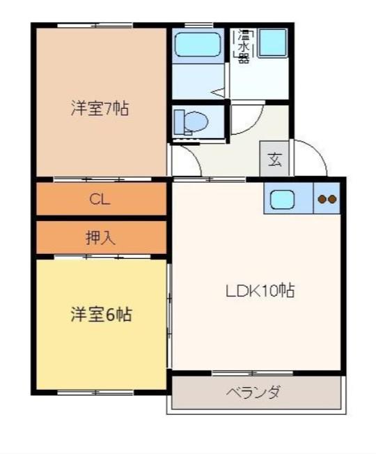 ニューエイジ(2LDK/1階)の間取り写真