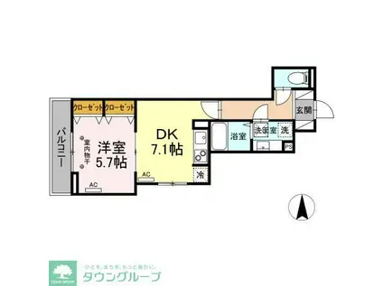 レクシア扇II(1DK/1階)の間取り写真