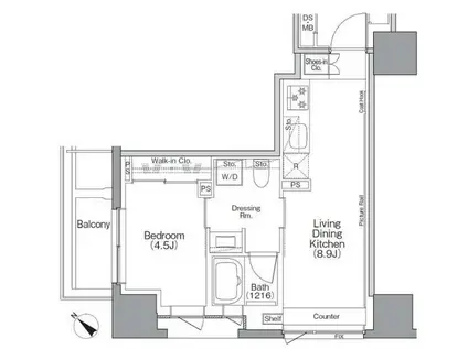 ザ・パークハビオソーホー横浜関内(1LDK/15階)の間取り写真