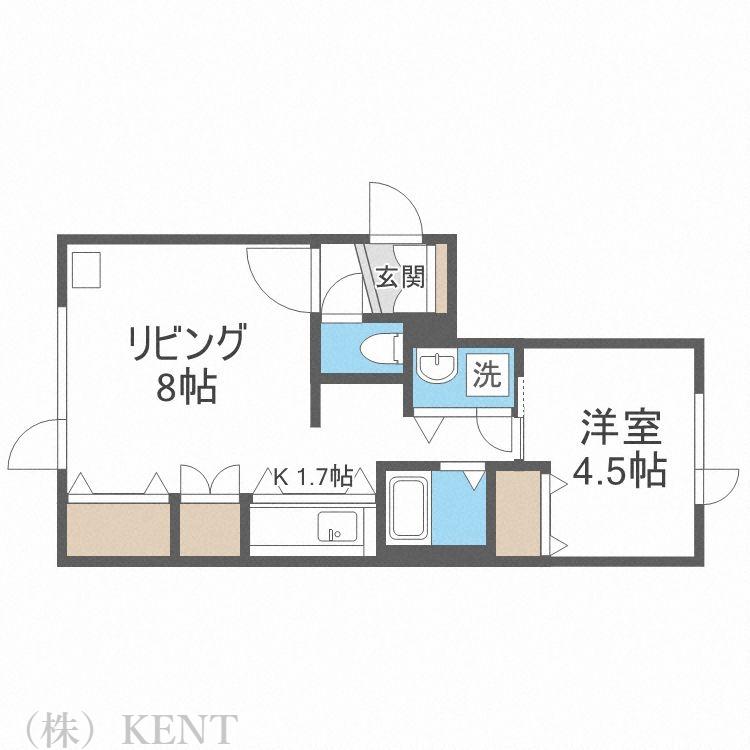 OGGI南円山(1LDK/4階)の間取り写真