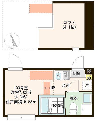 ハーモニーテラス金町III(ワンルーム/1階)の間取り写真