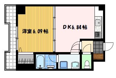 イ・メゾン麹屋(1DK/9階)の間取り写真
