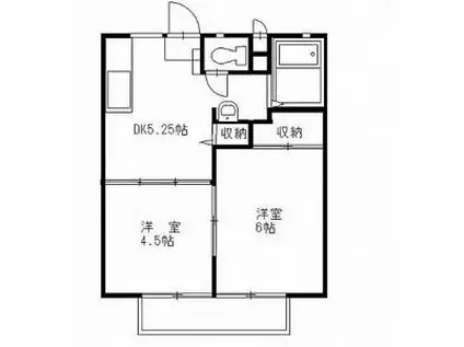 ボヌールII(2DK/1階)の間取り写真