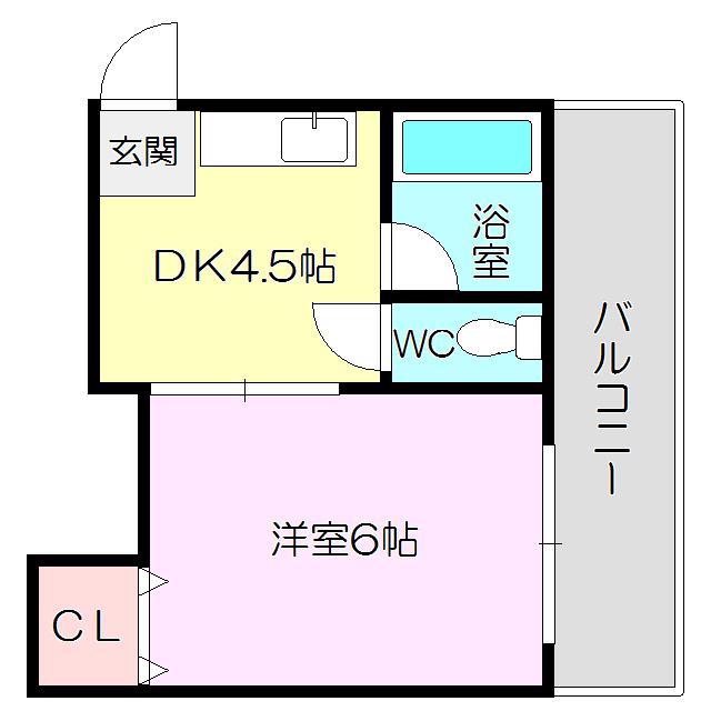 リアライズ上新庄豊新(1DK/1階)の間取り写真