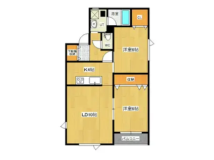 カーサヴィオラ(2LDK/2階)の間取り写真