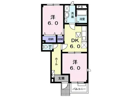 リバータウンA(2DK/1階)の間取り写真