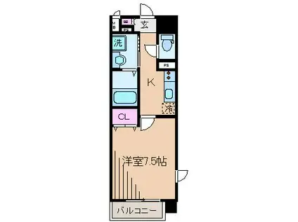 東急東横線 東白楽駅 徒歩3分 10階建 築18年(1K/4階)の間取り写真