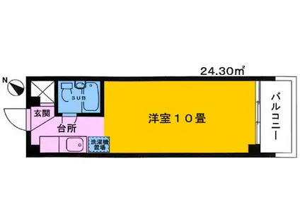 カーサ相生A棟(1K/12階)の間取り写真