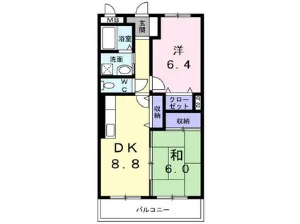 フィネスリバージュ(2DK/1階)の間取り写真