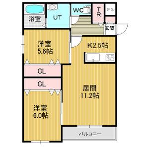 ASTERIA(2LDK/2階)の間取り写真