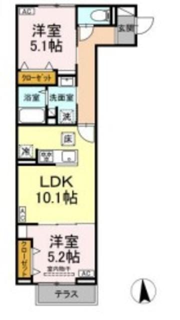 セレスティア高島平III(2LDK/1階)の間取り写真