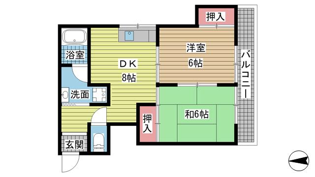 進藤ビル(2DK/3階)の間取り写真