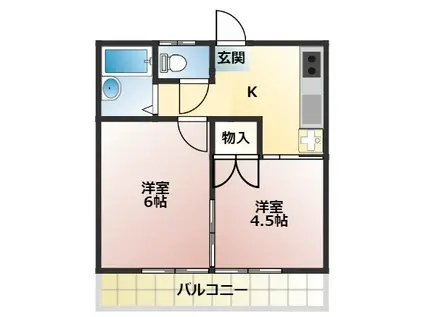 ハイツ小川(2K/2階)の間取り写真